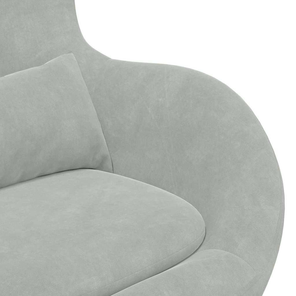 Egg Chair met Voetsteun Lichtgrijs Fluweel