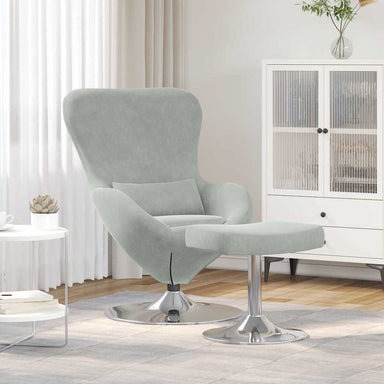 Egg Chair met Voetsteun Lichtgrijs Fluweel