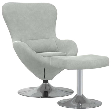 Egg Chair met Voetsteun Lichtgrijs Fluweel