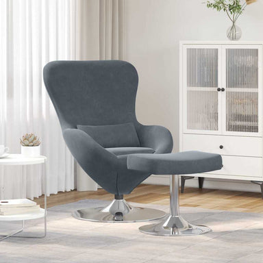 Egg Chair met Voetsteun Donkergrijs Fluweel