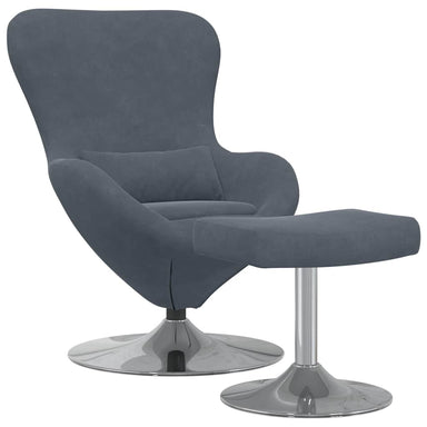 Egg Chair met Voetsteun Donkergrijs Fluweel