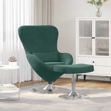 Egg Chair met Voetsteun Donkergroen Fluweel