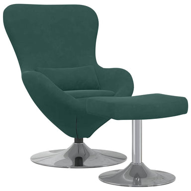 Egg Chair met Voetsteun Donkergroen Fluweel