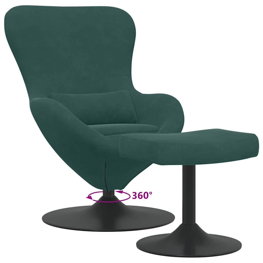 Egg Chair met Voetsteun Donkergroen Fluweel