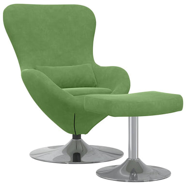 Egg Chair met Voetsteun Lichtgroen Fluweel