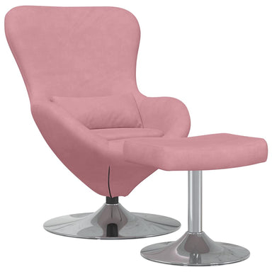 Egg Chair met Voetsteun Roze Fluweel