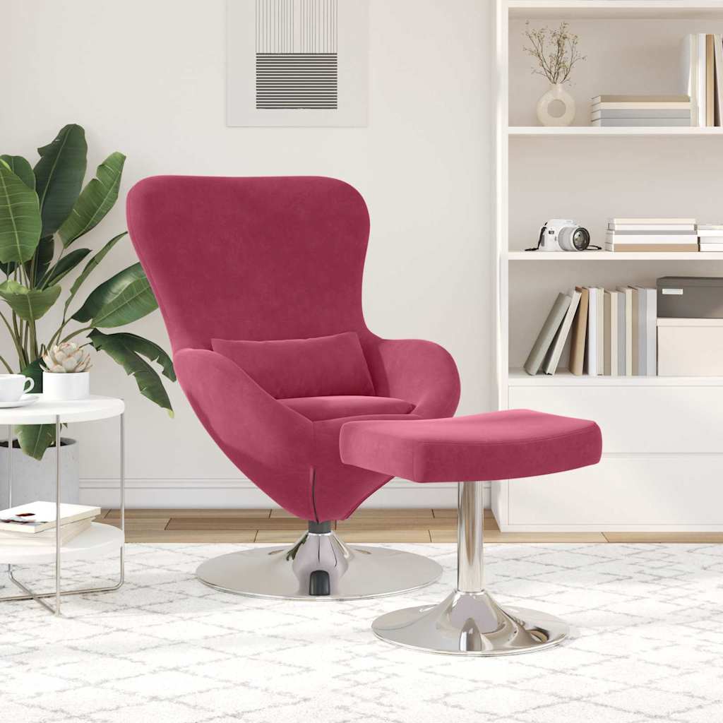 Egg Chair met Voetsteun Wijnrood Fluweel