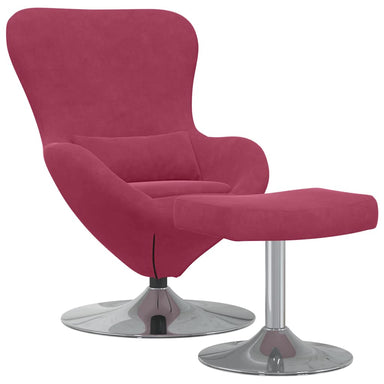 Egg Chair met Voetsteun Wijnrood Fluweel