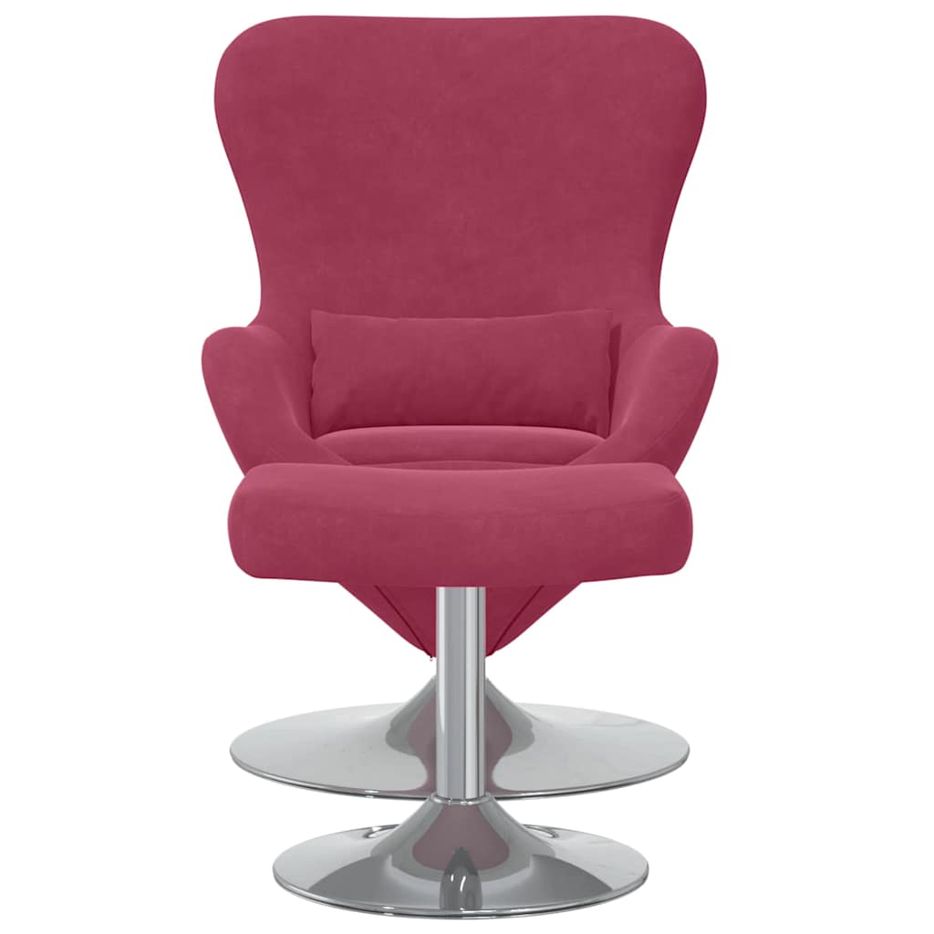 Egg Chair met Voetsteun Wijnrood Fluweel