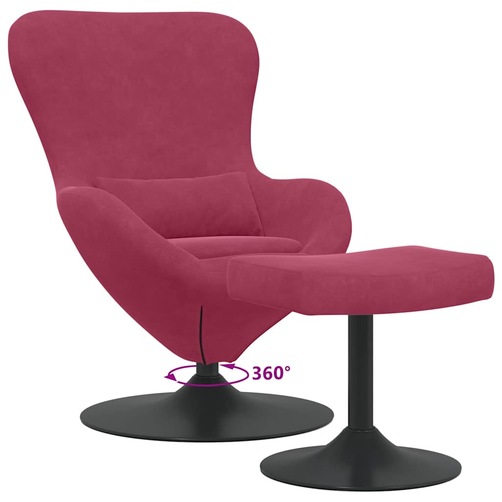 Egg Chair met Voetsteun Wijnrood Fluweel