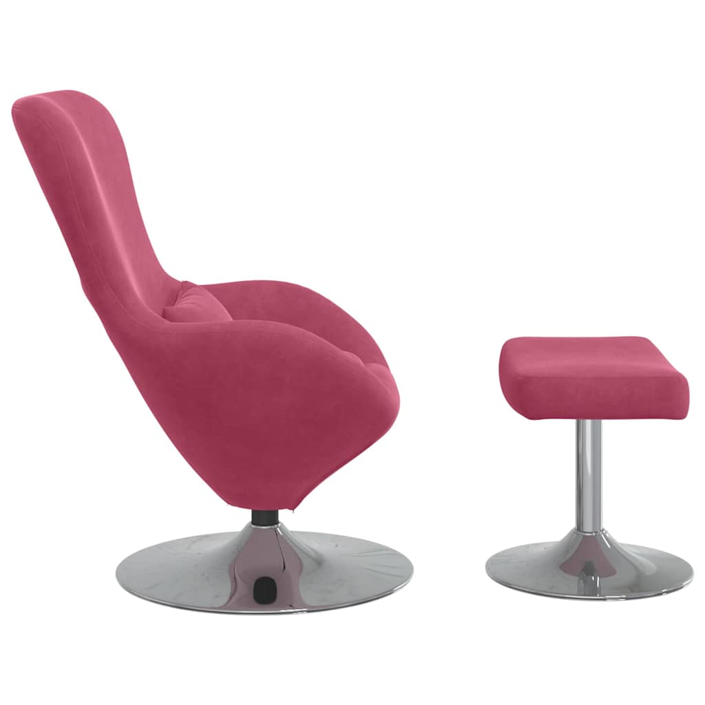 Egg Chair met Voetsteun Wijnrood Fluweel