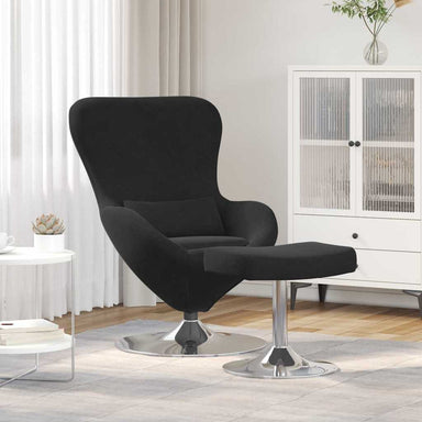 Egg Chair met Voetsteun Zwart Fluweel