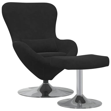 Egg Chair met Voetsteun Zwart Fluweel
