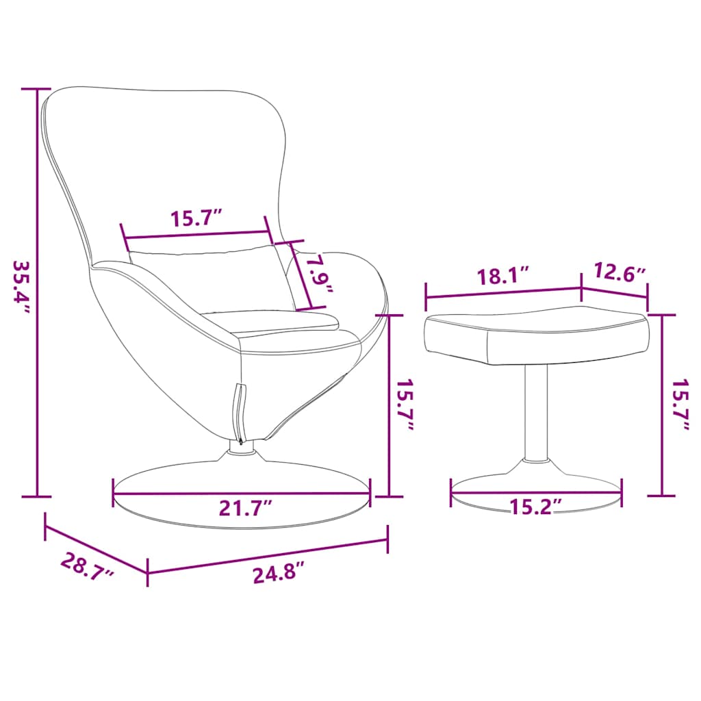 Egg Chair met Voetsteun Zwart Fluweel