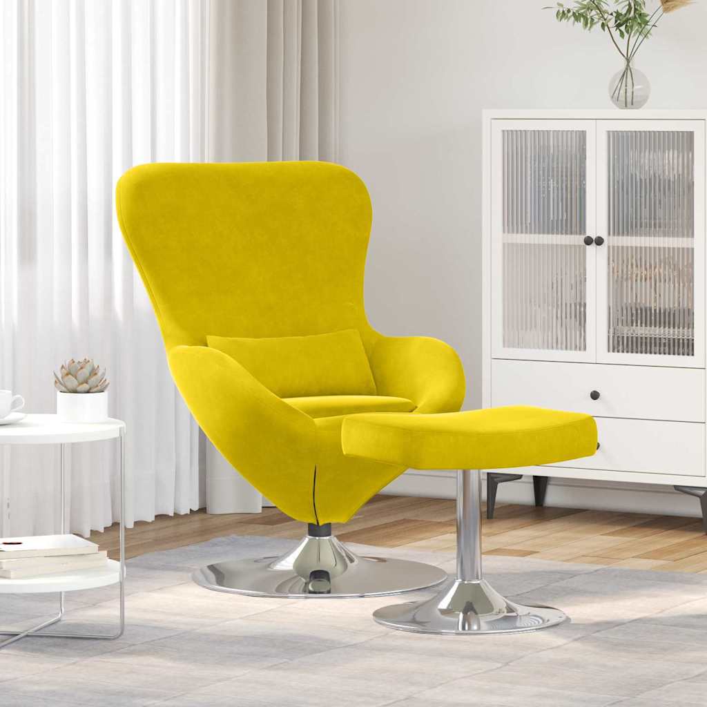 Egg Chair met Voetsteun Geel Fluweel