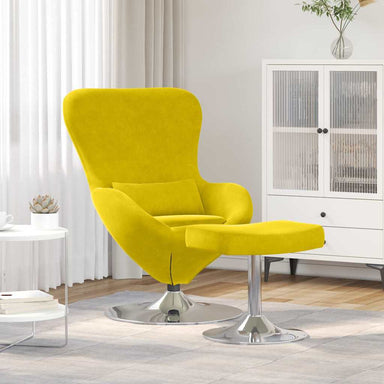 Egg Chair met Voetsteun Geel Fluweel