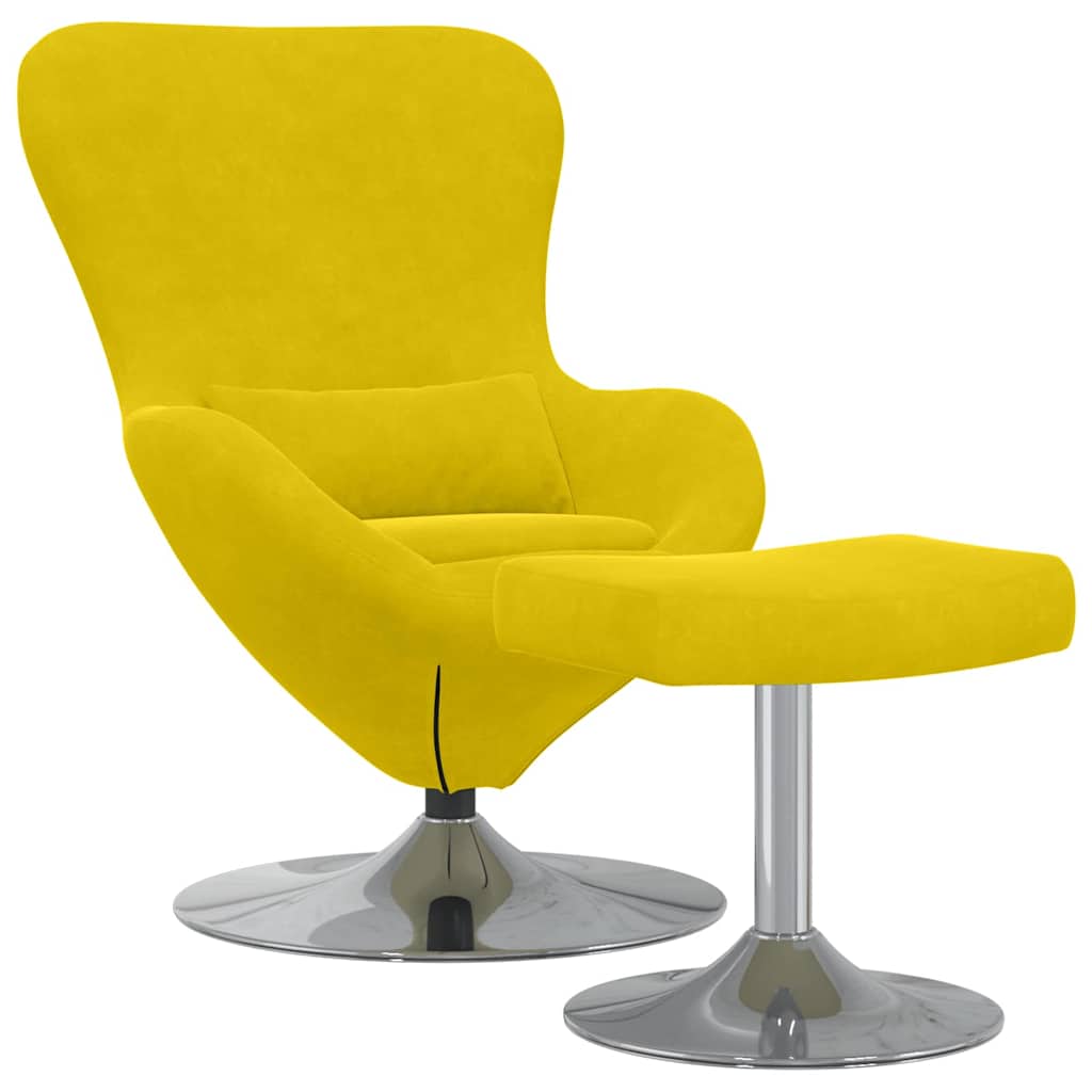 Egg Chair met Voetsteun Geel Fluweel