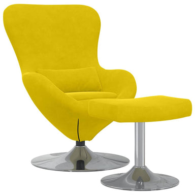 Egg Chair met Voetsteun Geel Fluweel