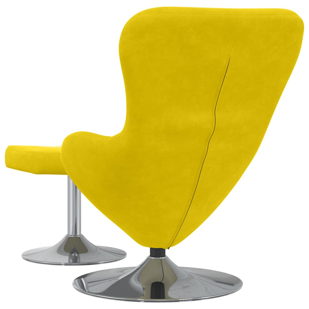 Egg Chair met Voetsteun Geel Fluweel