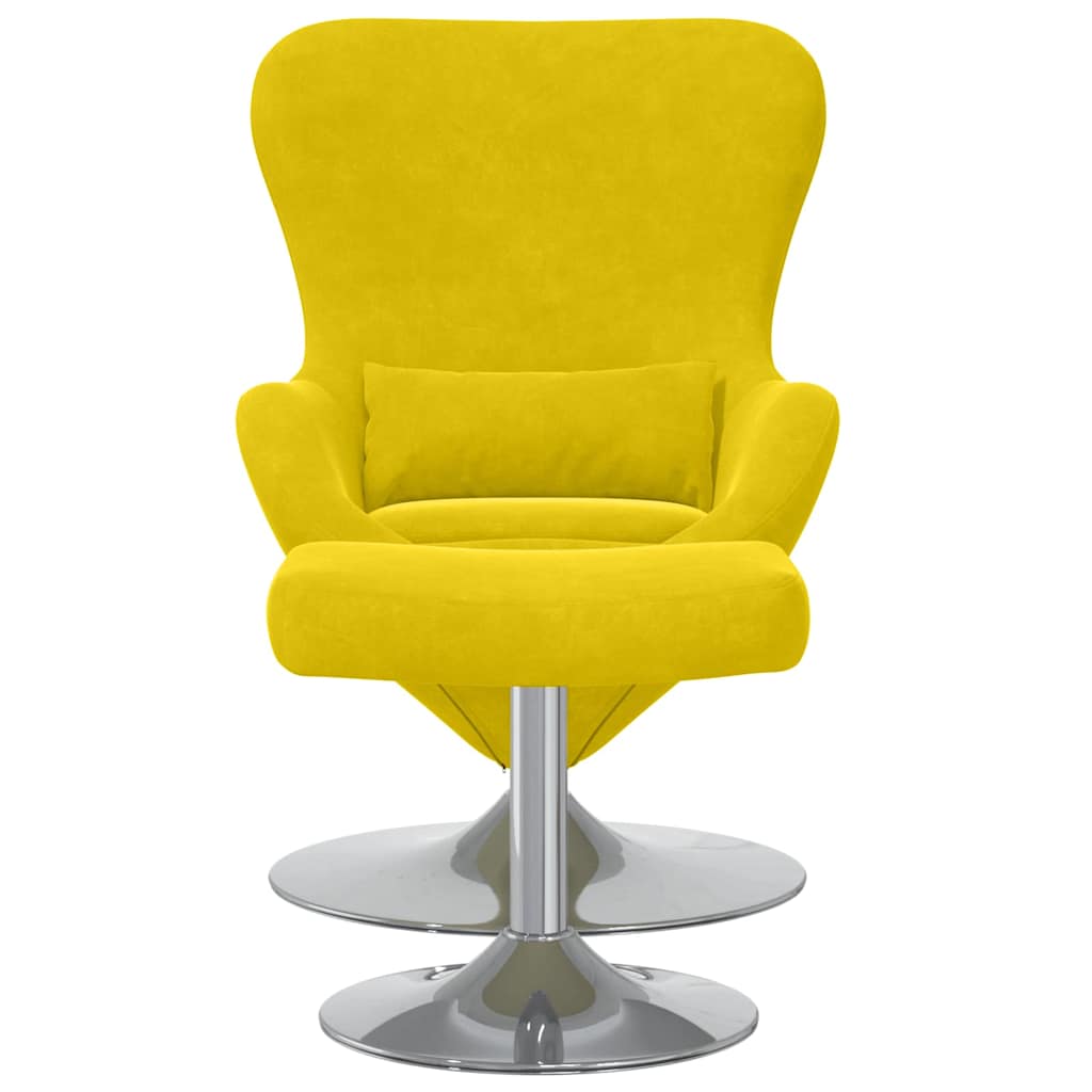 Egg Chair met Voetsteun Geel Fluweel