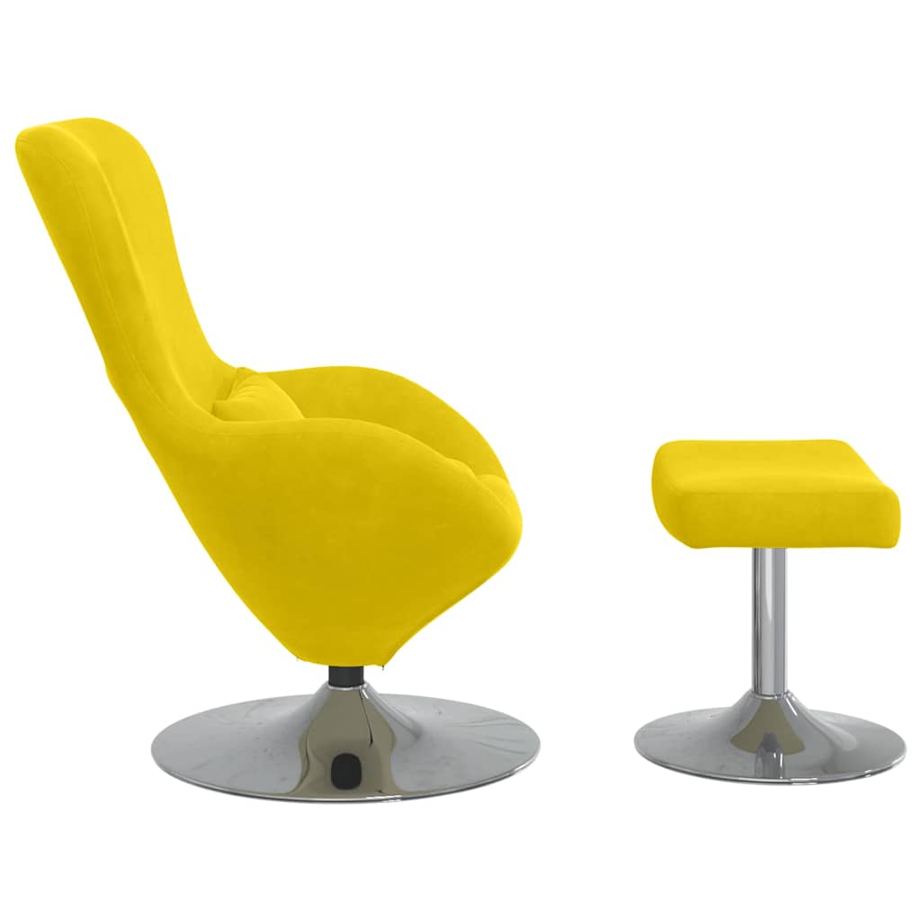 Egg Chair met Voetsteun Geel Fluweel