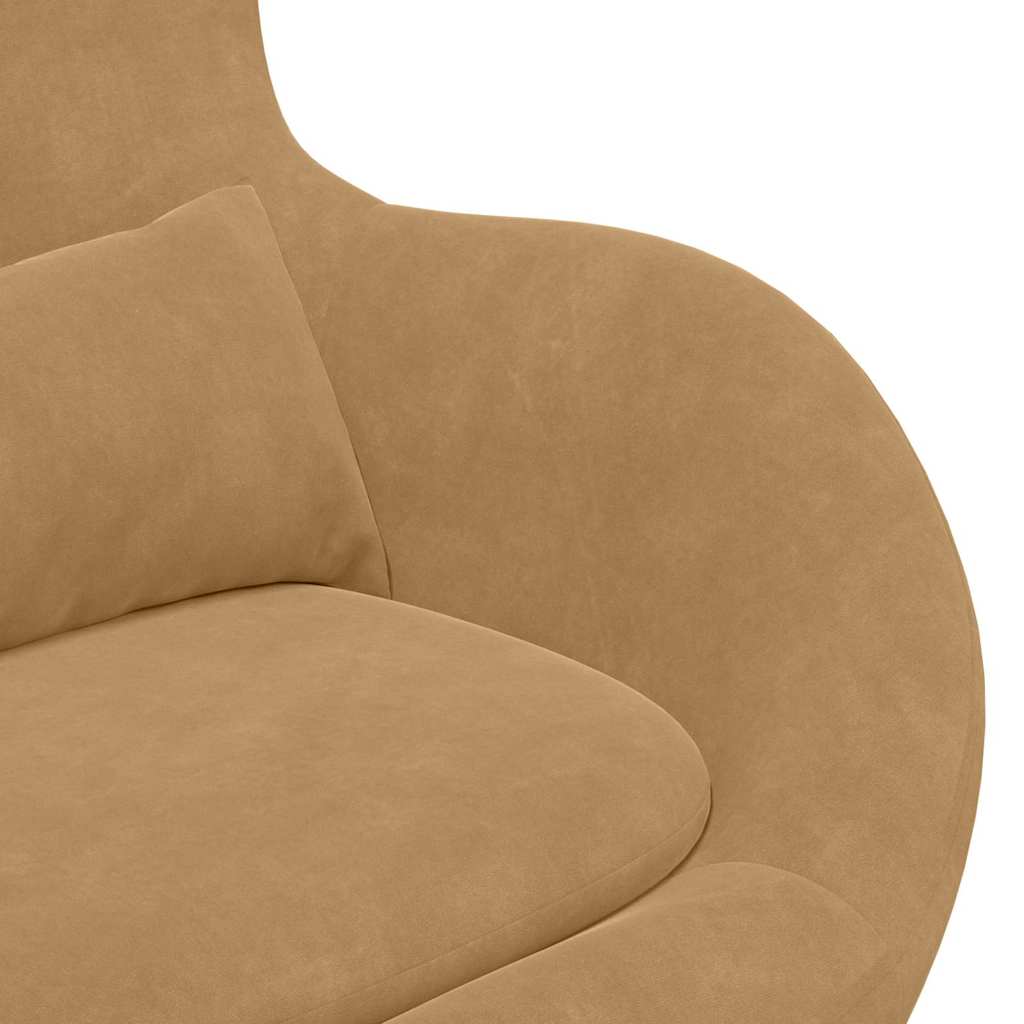 Egg Chair met Voetsteun Bruin Fluweel