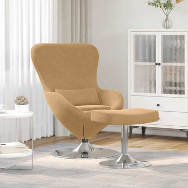 Egg Chair met Voetsteun Bruin Fluweel
