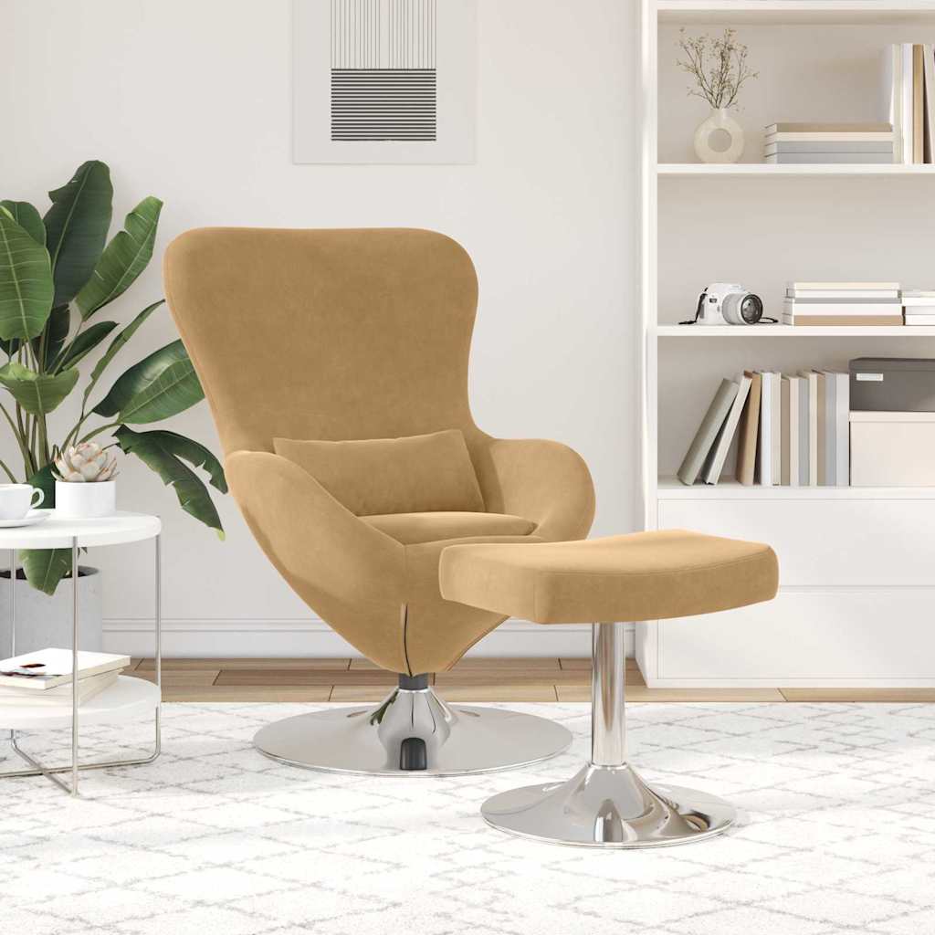 Egg Chair met Voetsteun Bruin Fluweel
