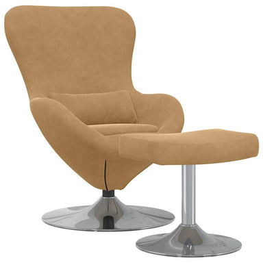 Egg Chair met Voetsteun Bruin Fluweel