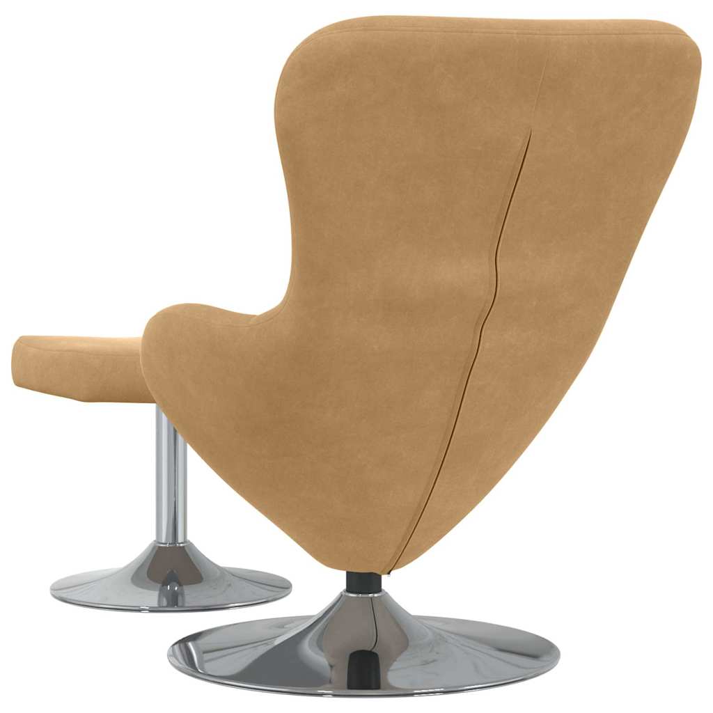 Egg Chair met Voetsteun Bruin Fluweel