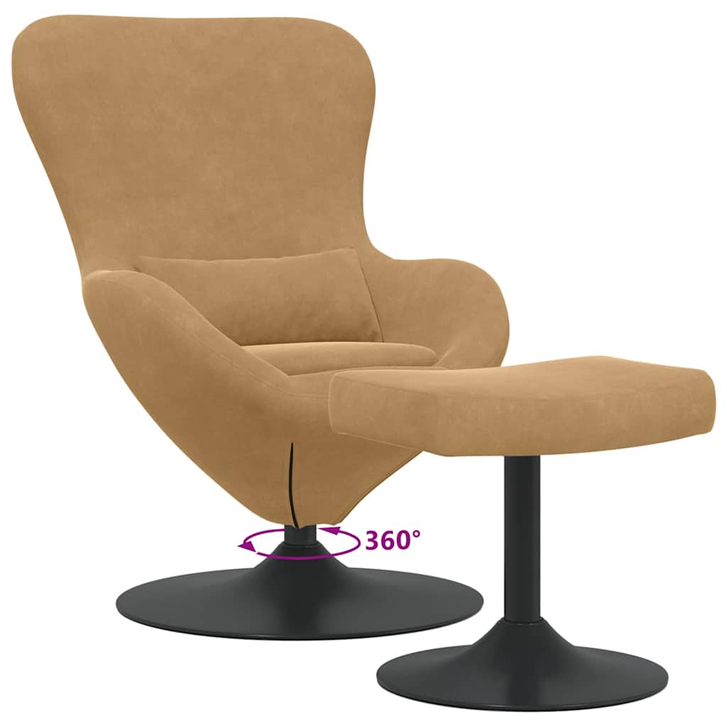 Egg Chair met Voetsteun Bruin Fluweel