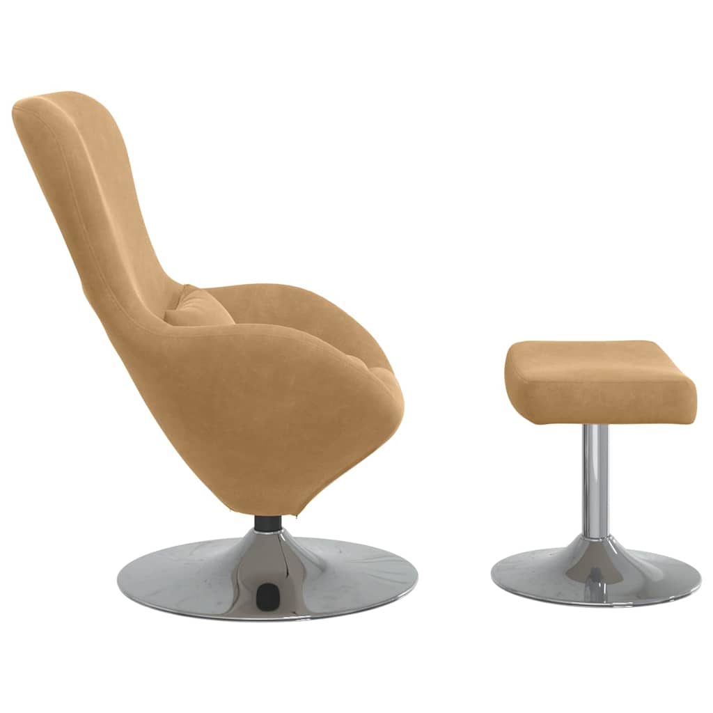 Egg Chair met Voetsteun Bruin Fluweel