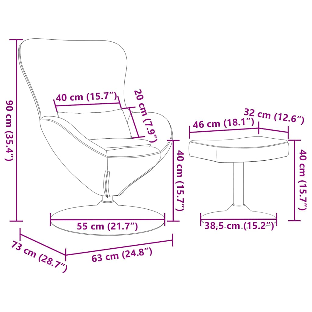 Egg Chair met Voetsteun Bruin Fluweel