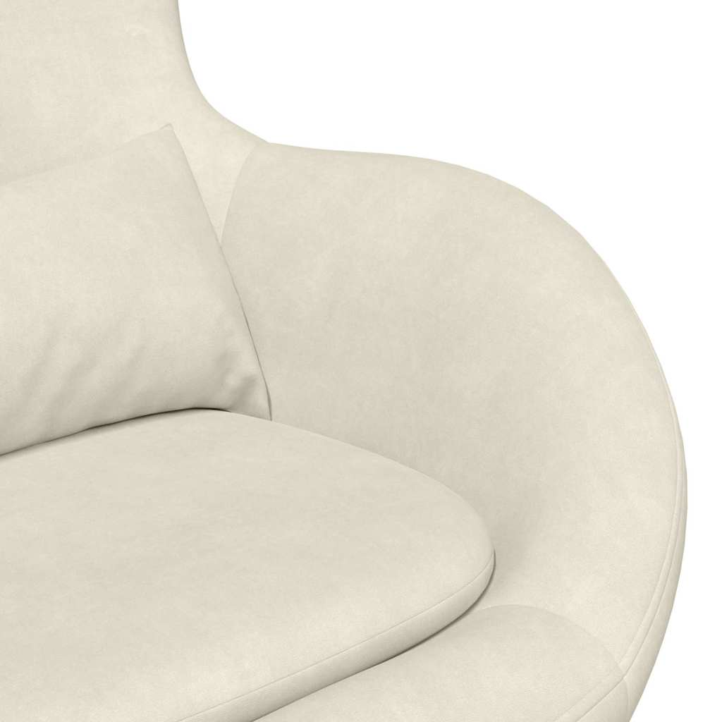 Egg Chair met Voetsteun Crème Fluweel