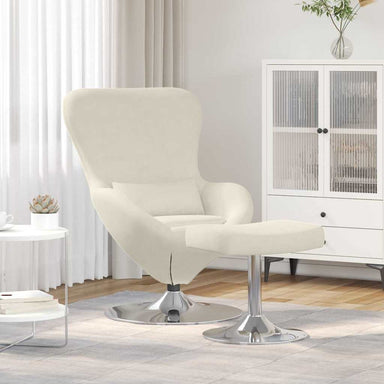 Egg Chair met Voetsteun Crème Fluweel