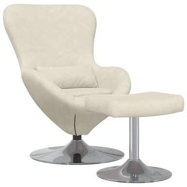 Egg Chair met Voetsteun Crème Fluweel