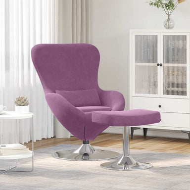 Egg Chair met Voetsteun Paars Fluweel