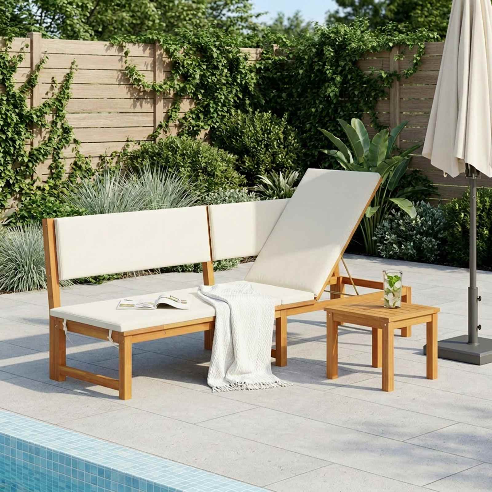 Ligstoel Olie naturel 200 x 57 x 75cm Massief acaciahout