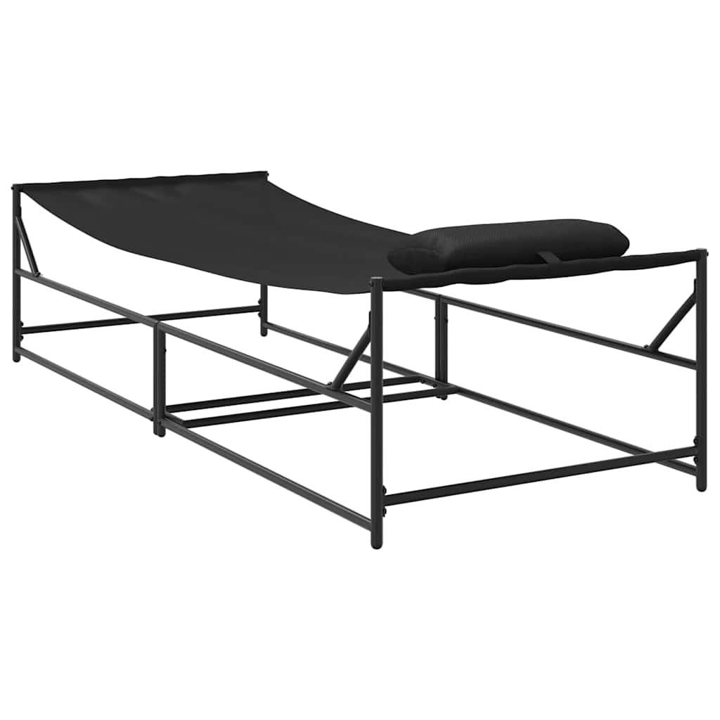 Tuin Zonnebed 2 st Zwart Gepoedercoat staal