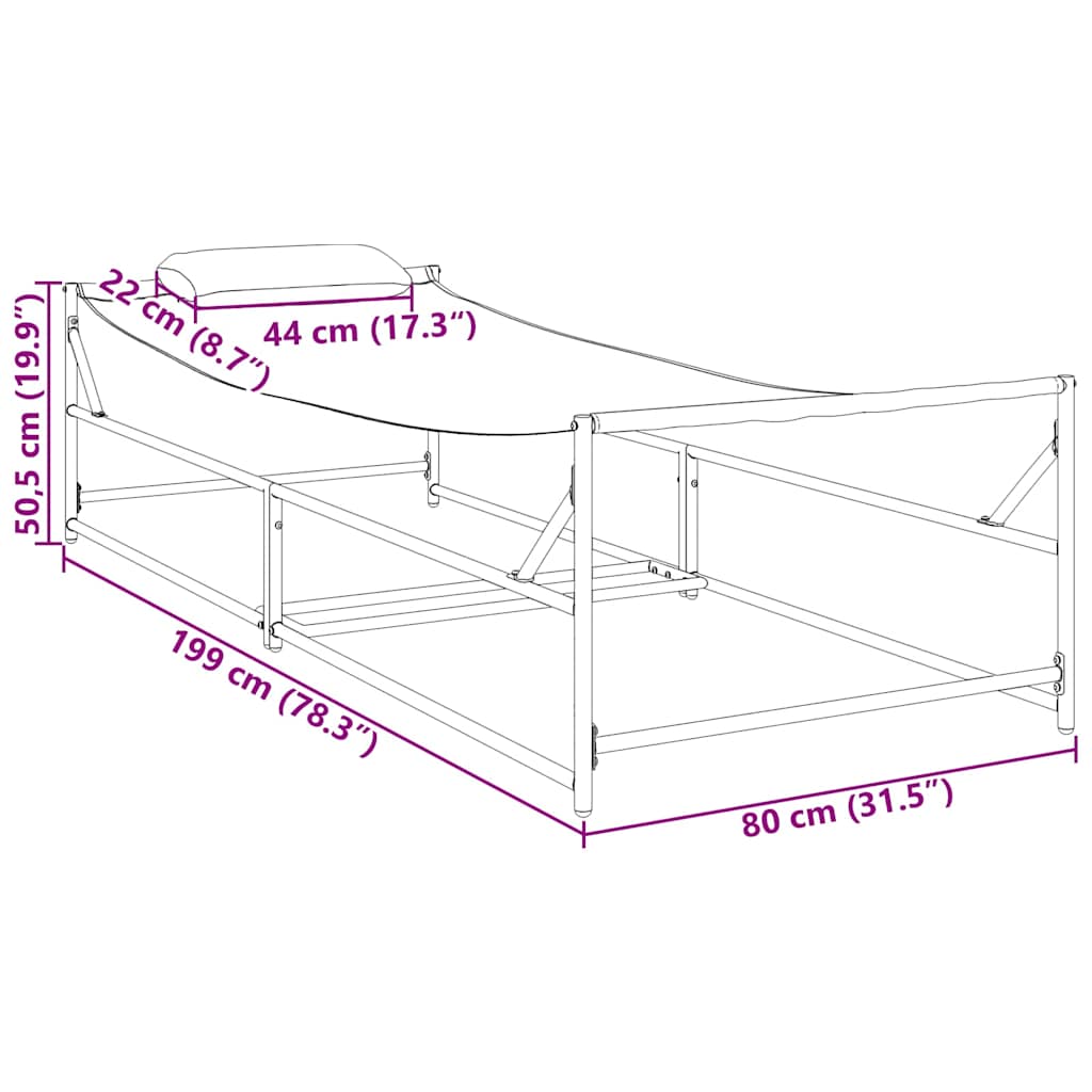 Tuin Zonnebed 2 st Zwart Gepoedercoat staal