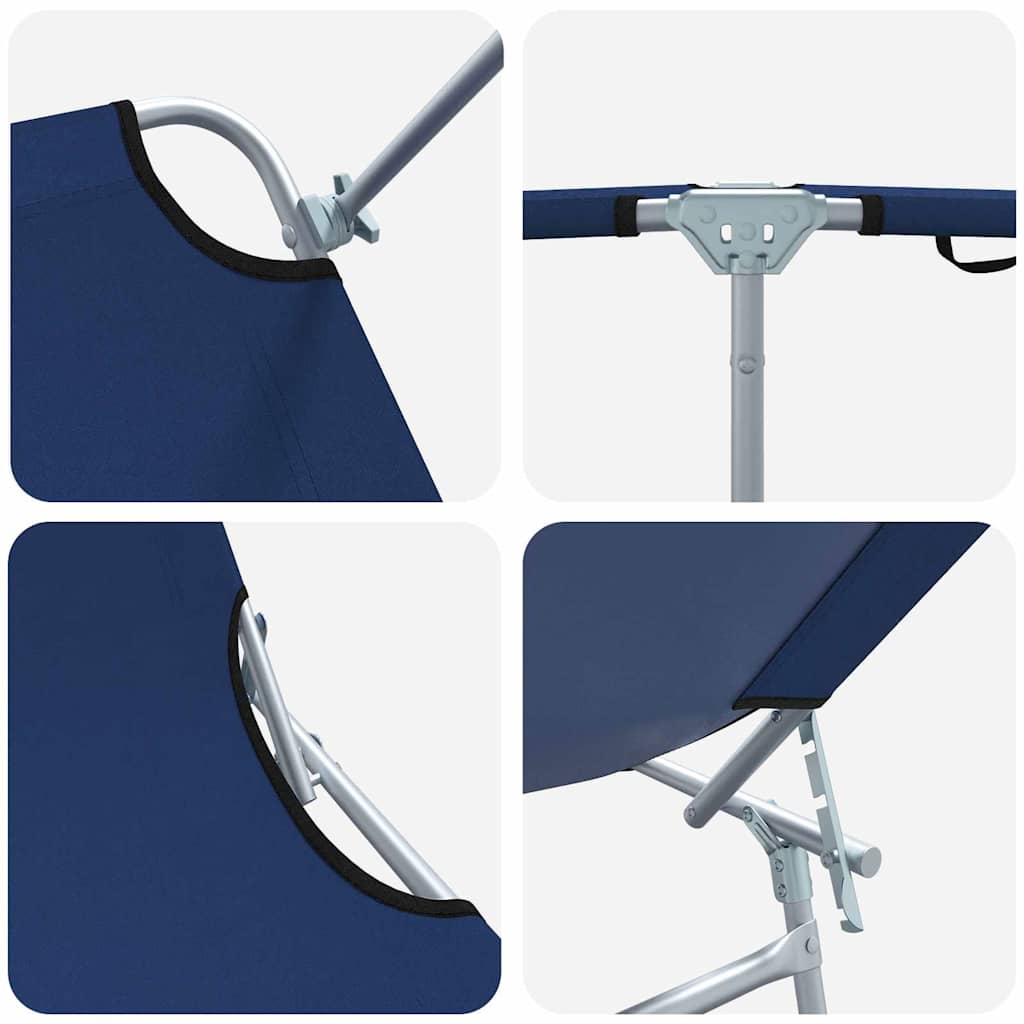 Ligstoel 2 st Polyester Blauw