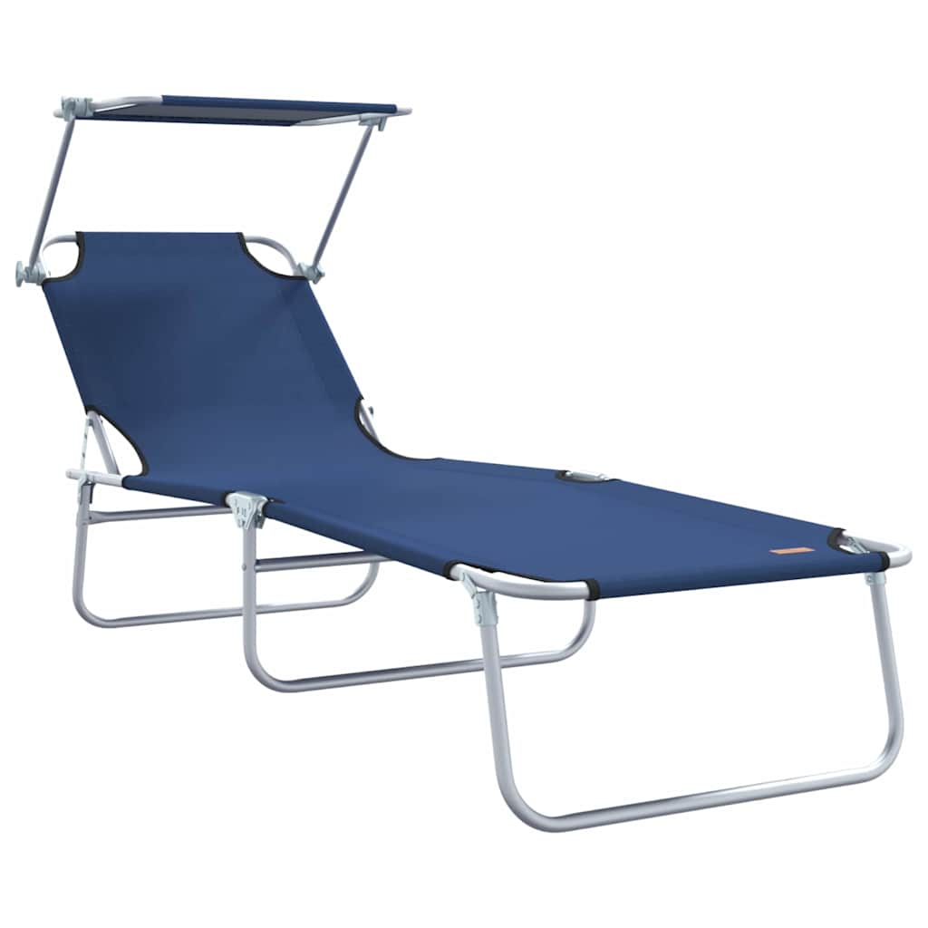 Ligstoel 2 st Polyester Blauw
