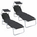 Ligstoel 2 st Polyester Zwart