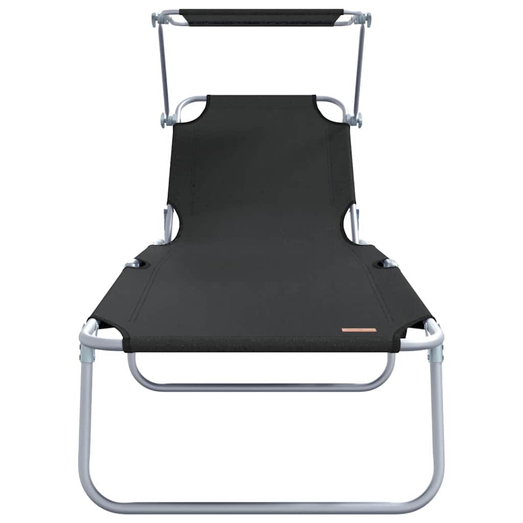 Ligstoel 2 st Polyester Zwart