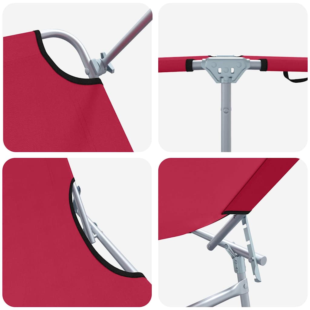 Ligstoel 2 st Polyester Rood