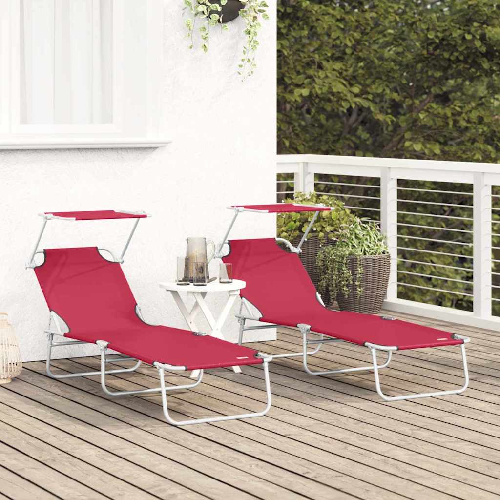 Ligstoel 2 st Polyester Rood