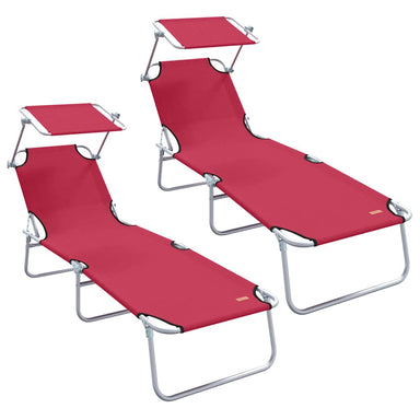 Ligstoel 2 st Polyester Rood