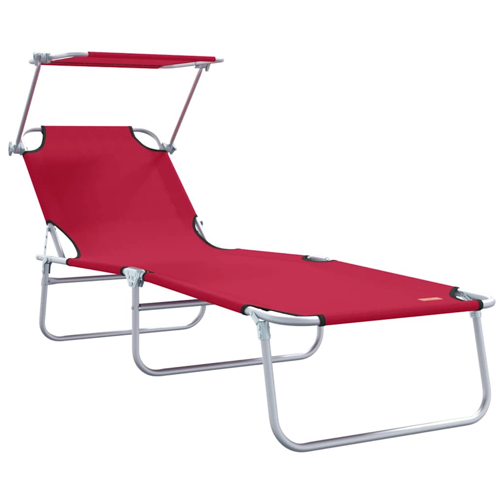 Ligstoel 2 st Polyester Rood