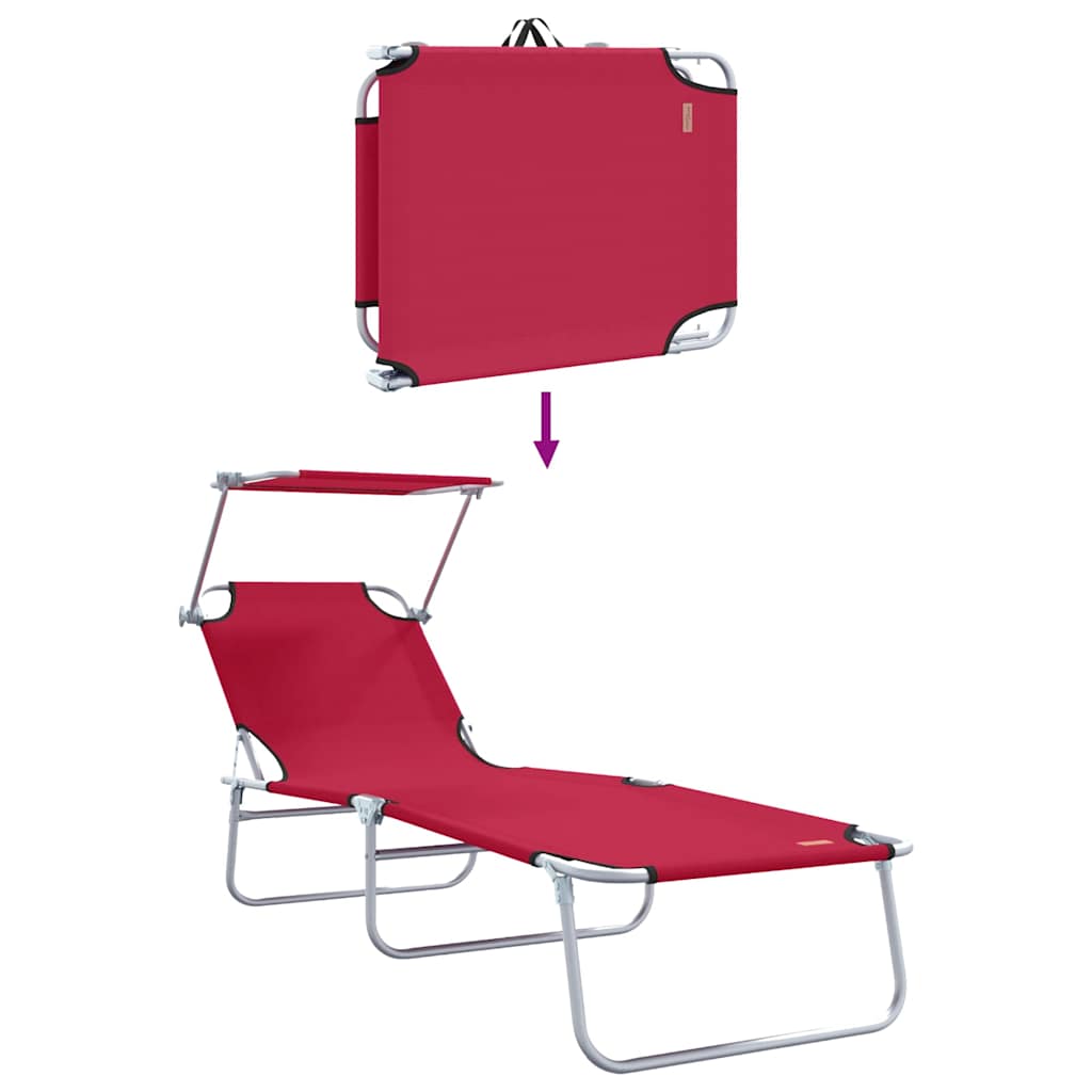 Ligstoel 2 st Polyester Rood