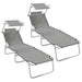 Ligstoel 2 st Polyester Grijs